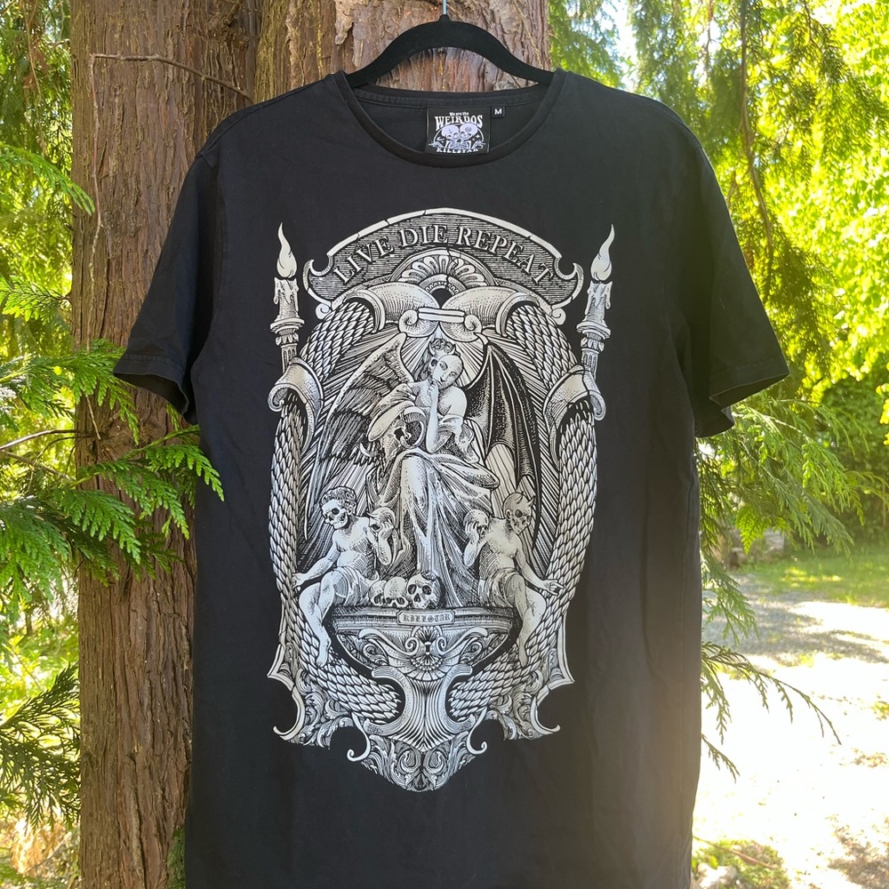 Killstar Unisex Graphic Tee Live Die Repeat Deadstock Emo Gothic Summer Shirt